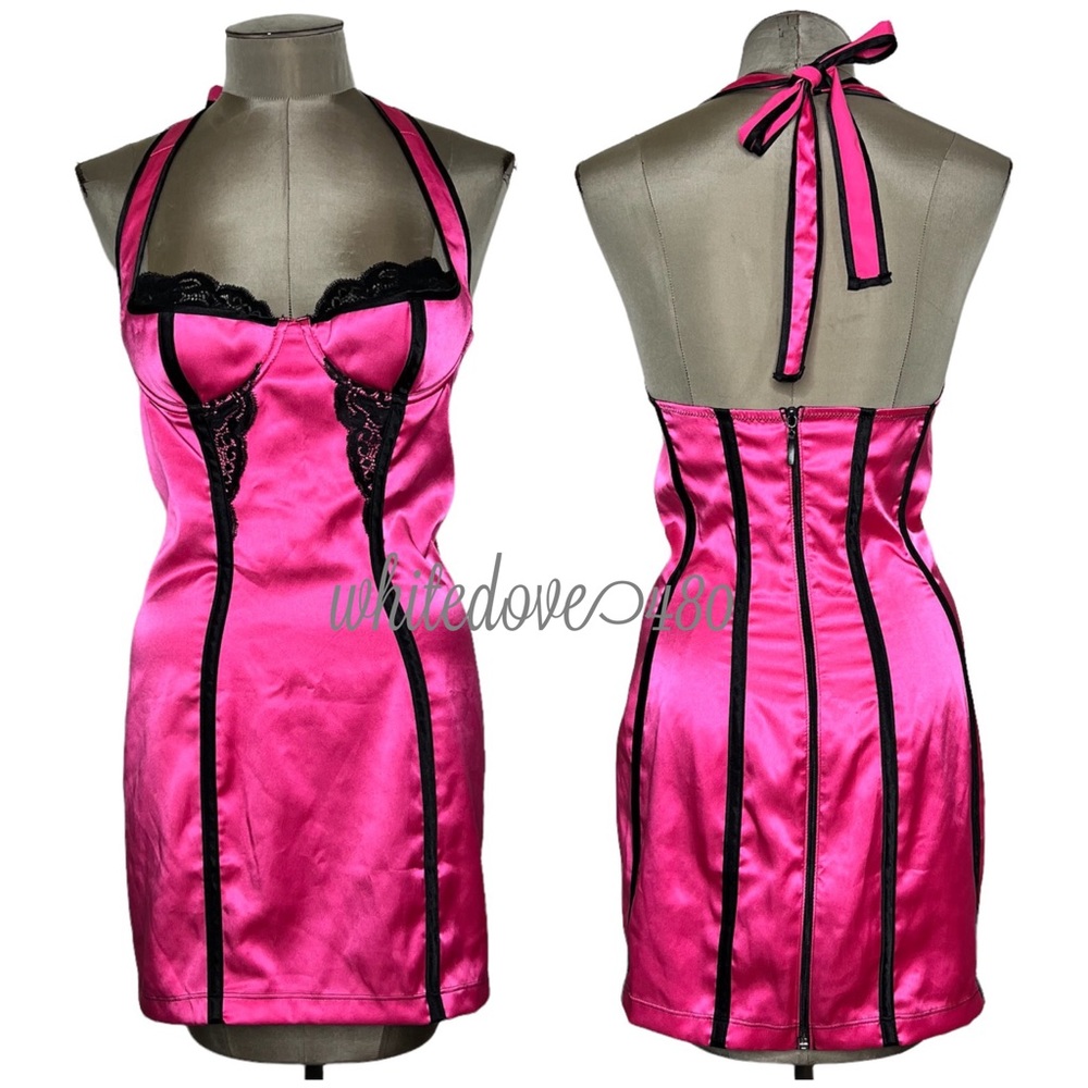 Shirley Of Hollywood Halter Mini Slip Dress Barbiecore Aesthetic Size Medium